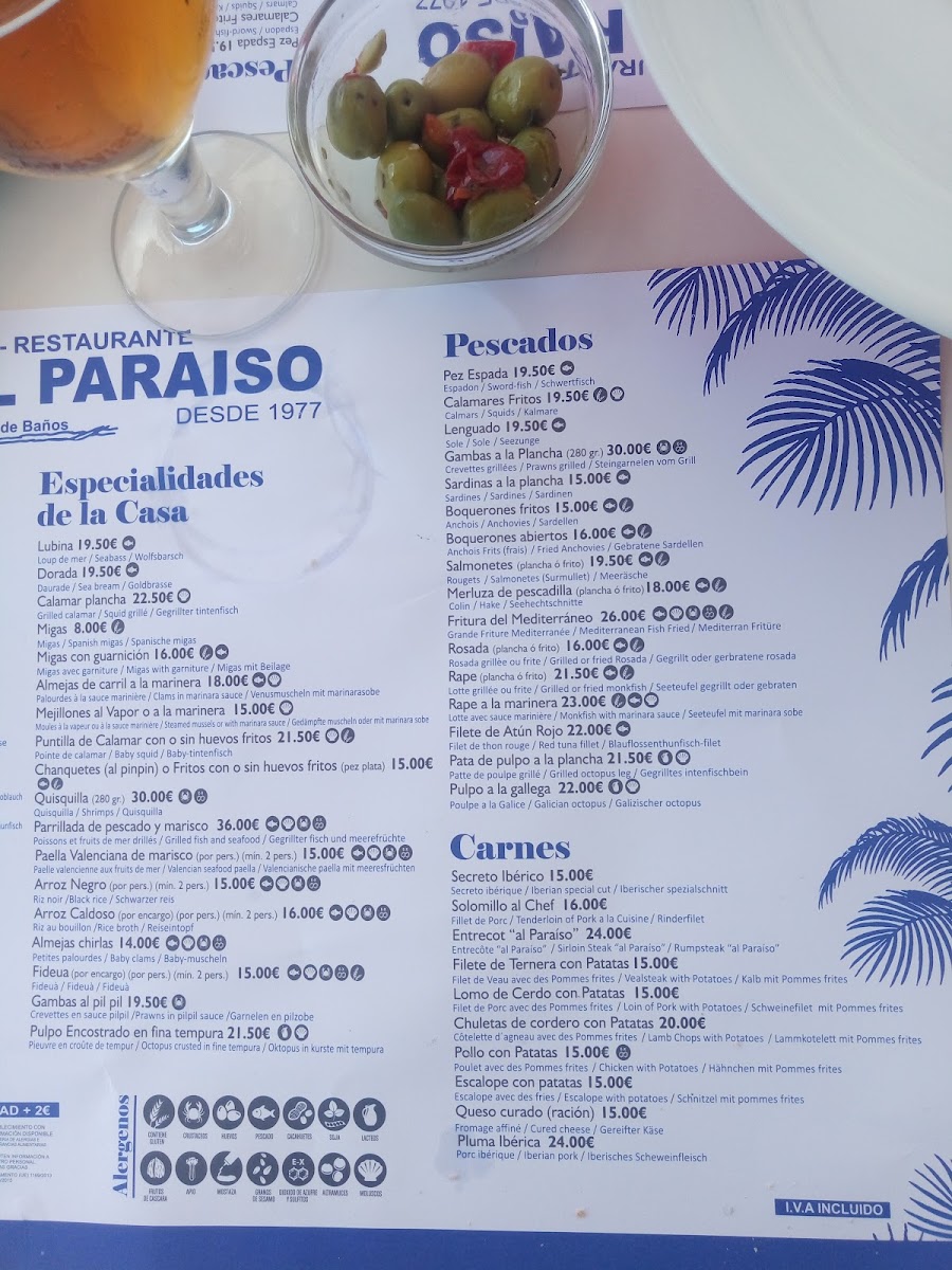 Restaurante ''El Paraíso'' Menu - Image 1